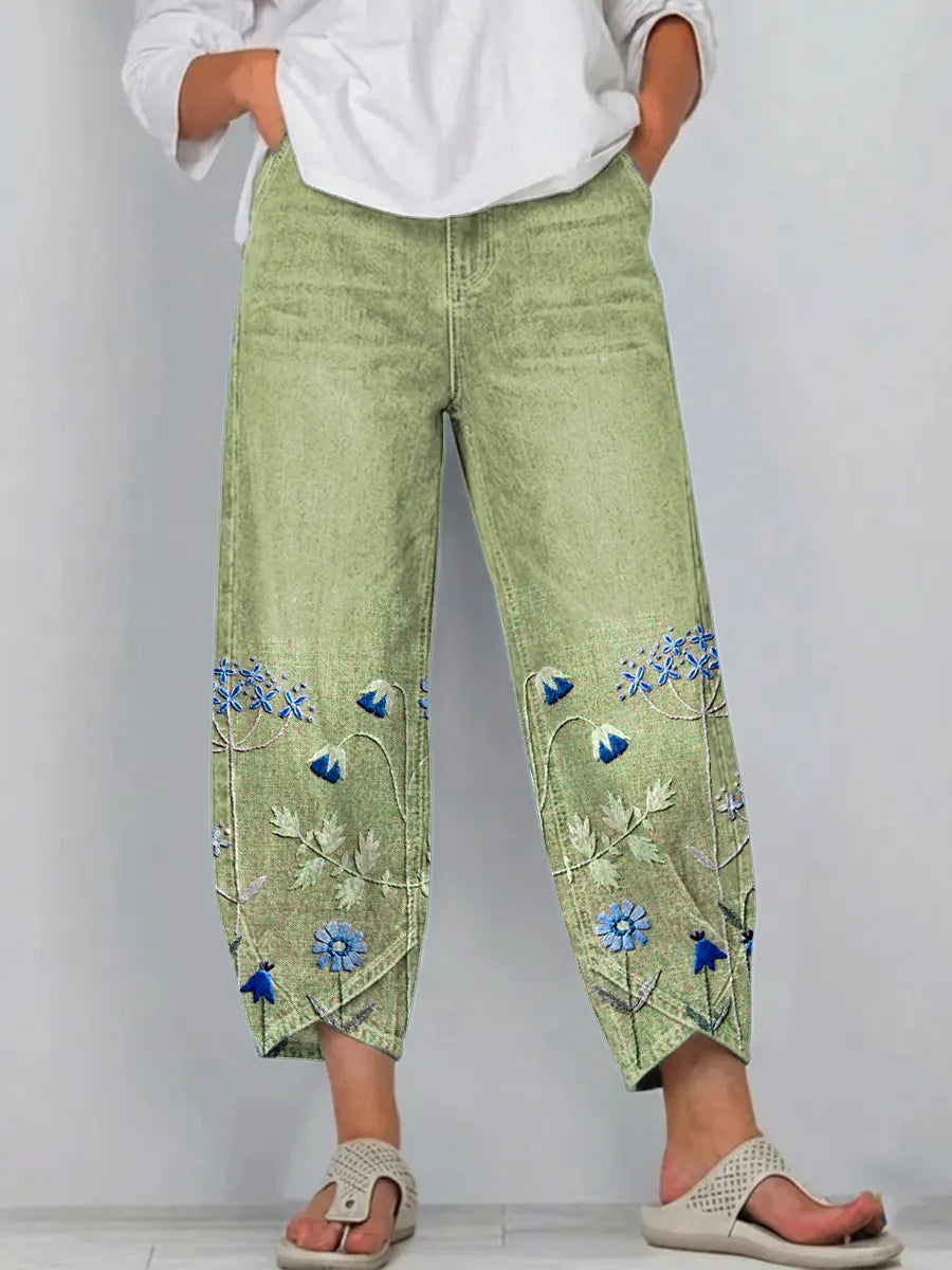 Aven | Pantalons Brodés Chic Décontracté