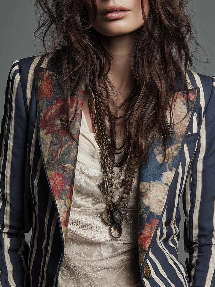 Le Juniper™  | Blazer Rayé Bohémien