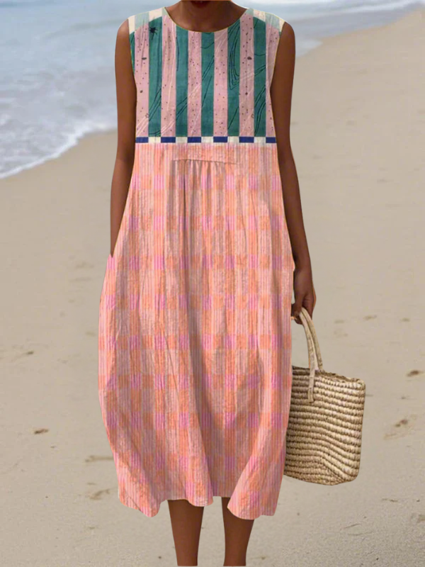 Lily | Robe Midi à Rayures Pastel