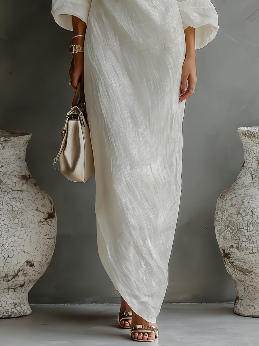 Robe en Lin Écru Sans Épaules