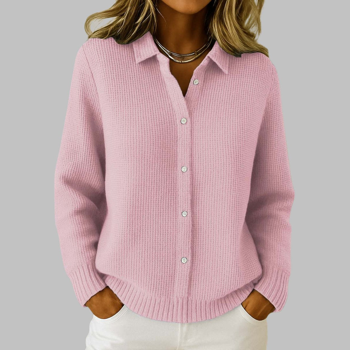 Neige | Cardigan Boutonné en Tricot Classique