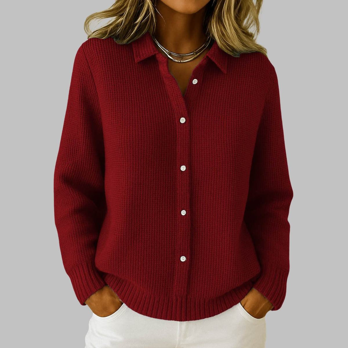 Neige | Cardigan Boutonné en Tricot Classique