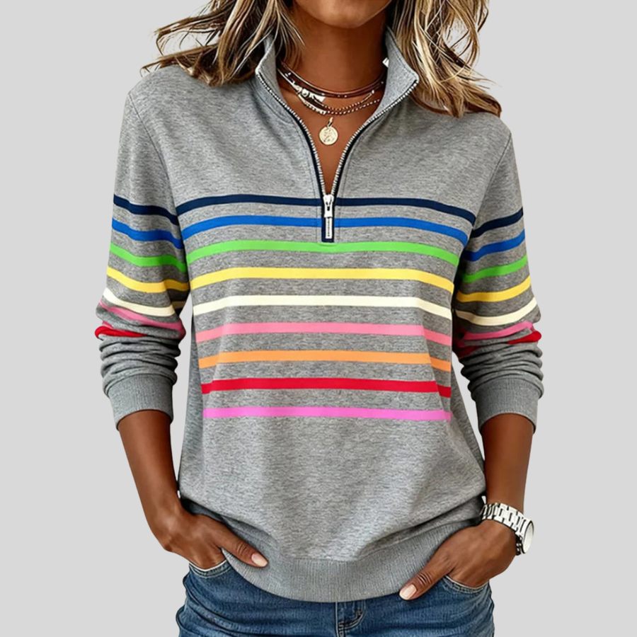 Prismeta™ | Sweat à Col Zippé à Rayures Multicolores