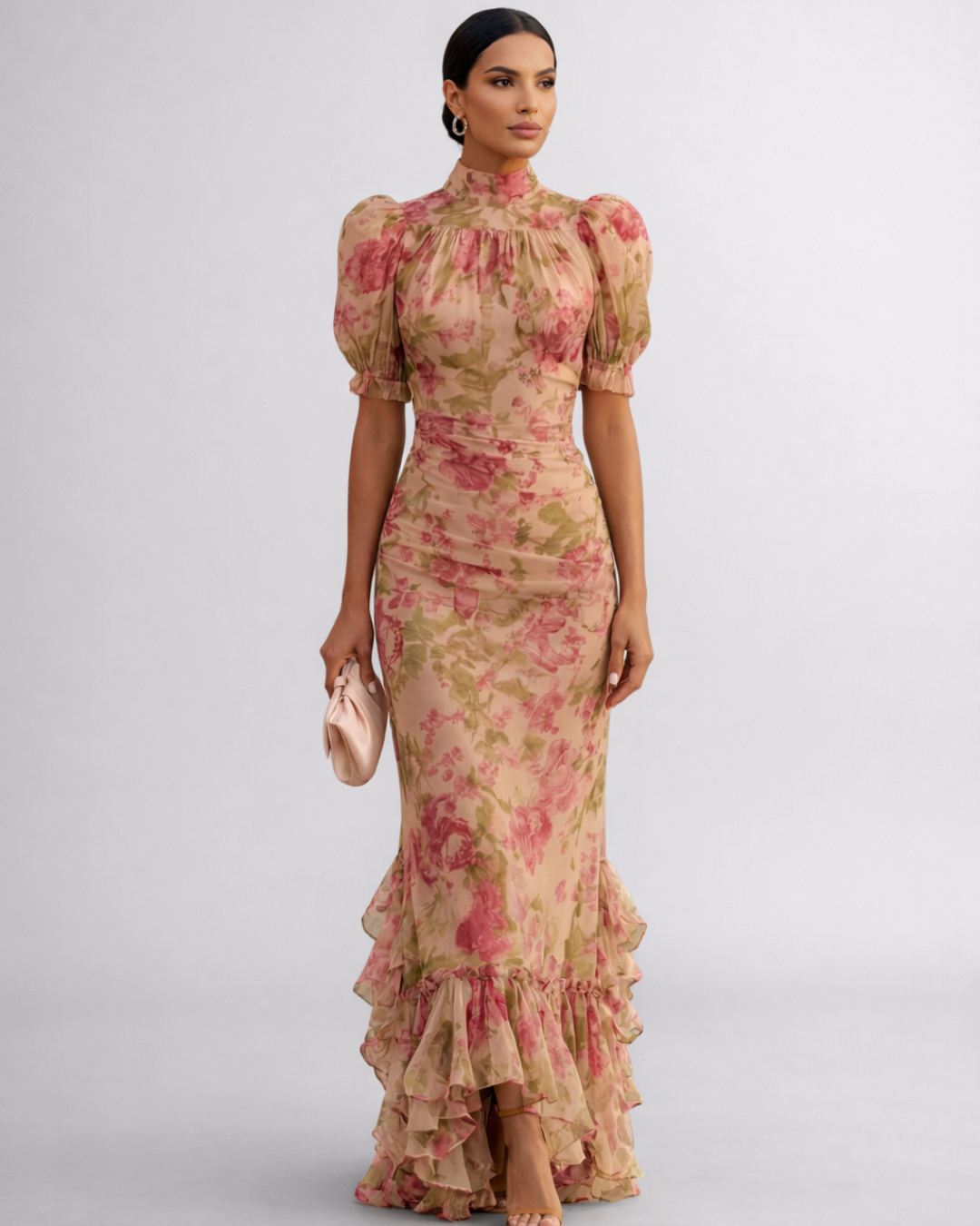 Rosario | Robe Longue Fleurie en Chiffon