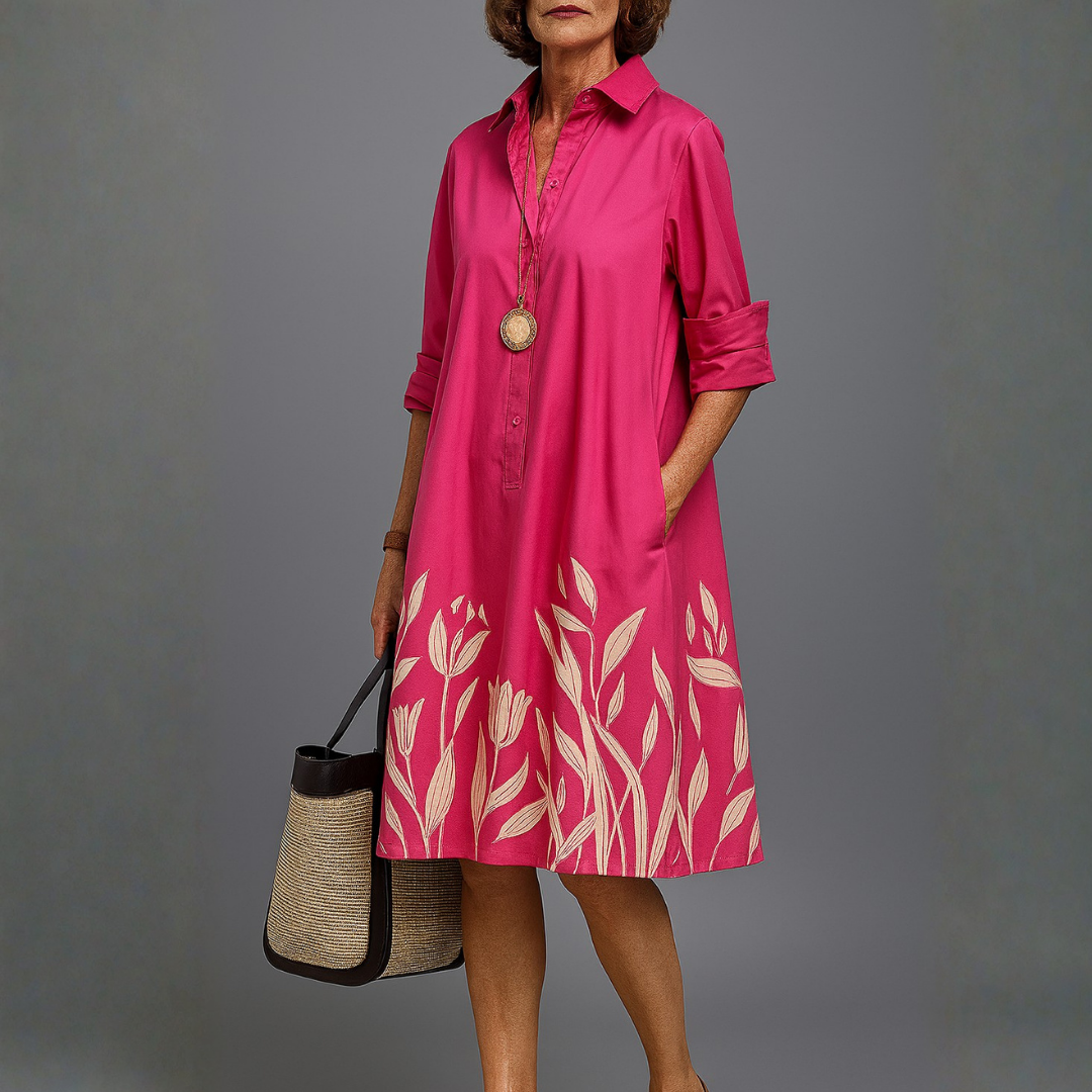 Poppy | Robe midi à imprimé bord tulipe