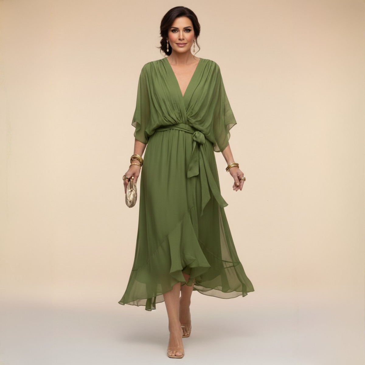 Lefèvre | Robe en chiffon à décolleté V