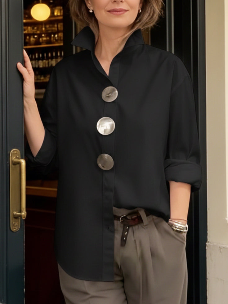 Rosaline | Blouse à Col Montant avec Boutons Déclaration