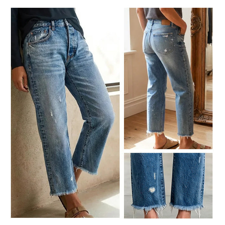 Danice | Jeans à jambe droite à coupe courte
