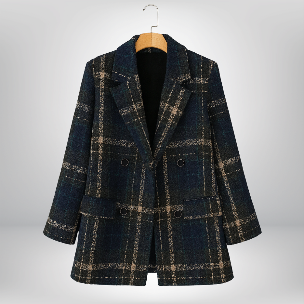 Isaline | Manteau en Laine à Carreaux Classique