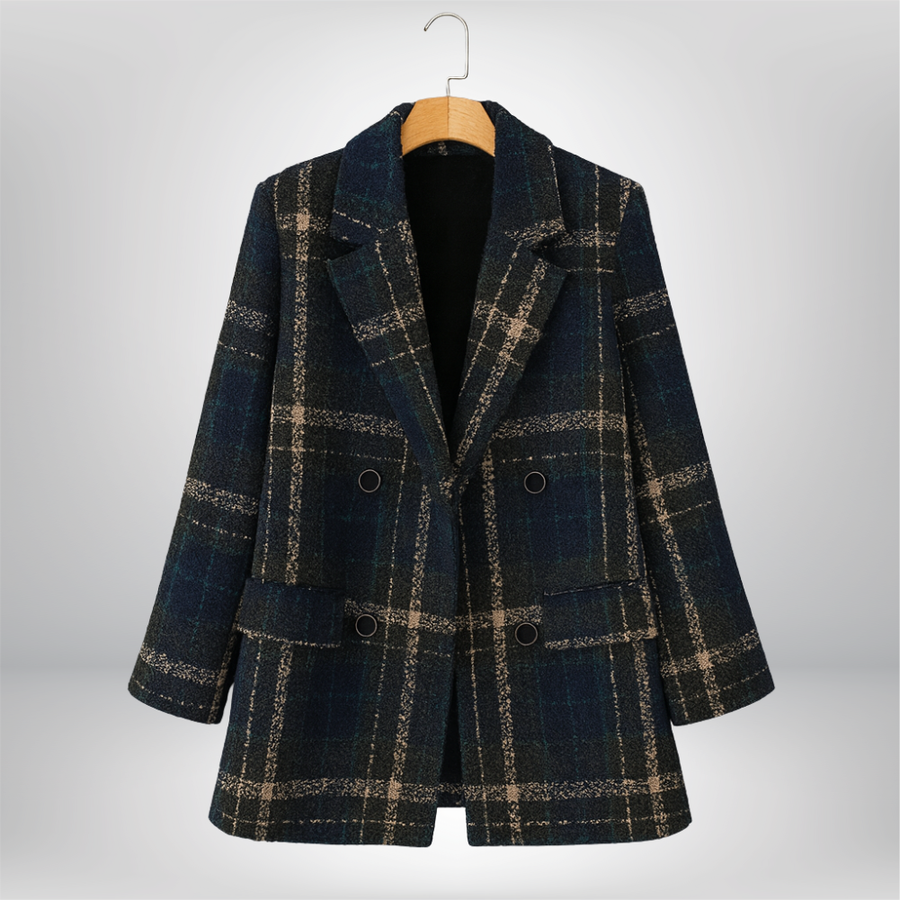 Isaline | Manteau en Laine à Carreaux Classique