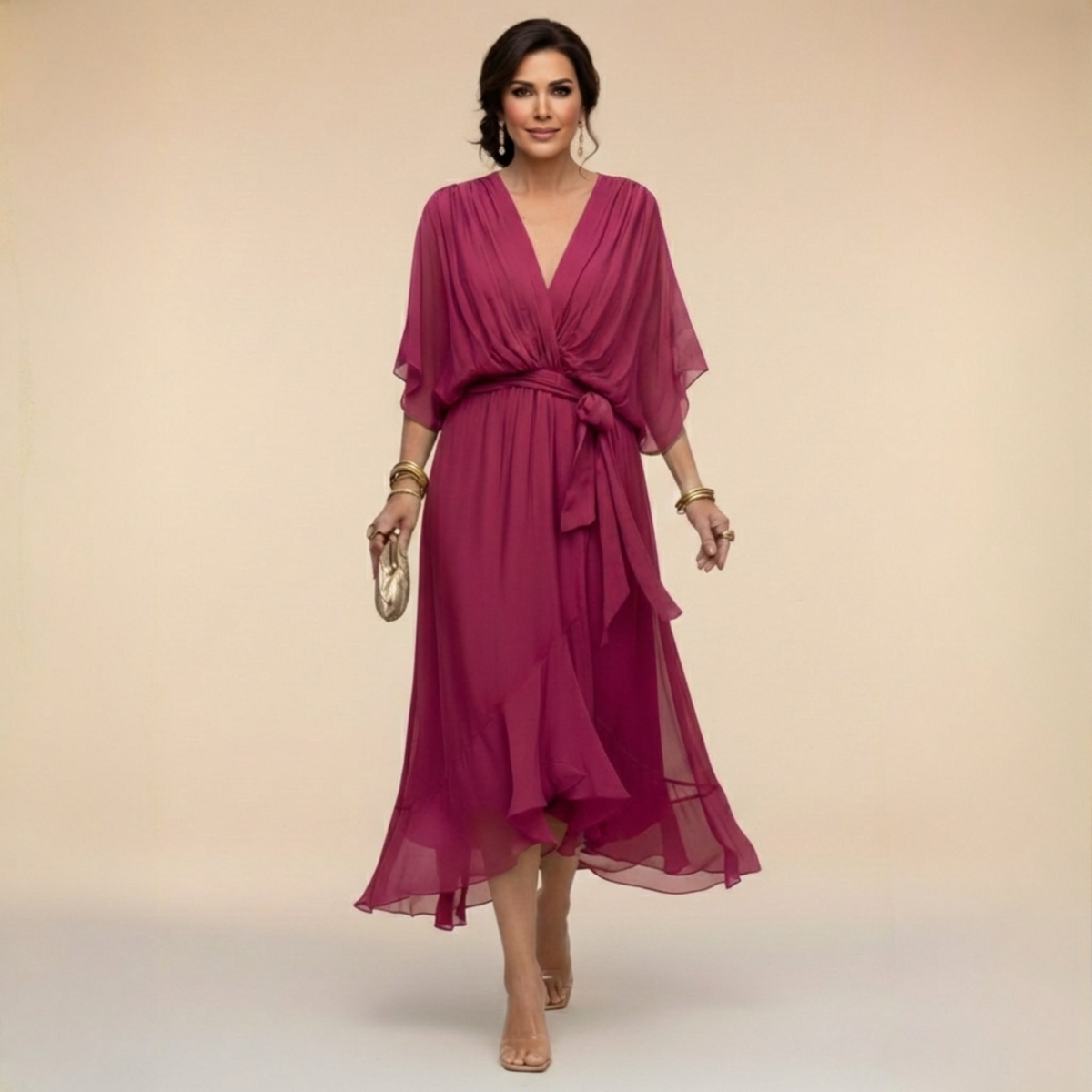 Lefèvre | Robe en chiffon à décolleté V