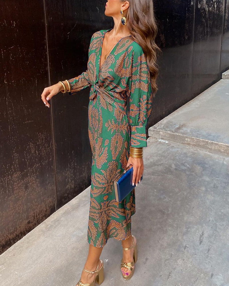 Isadora™ – Robe Midi Élégante avec Imprimé de Charme Intemporel