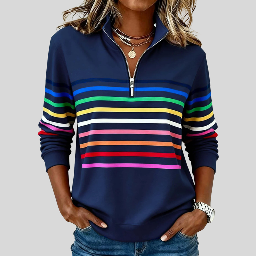 Prismeta™ | Sweat à Col Zippé à Rayures Multicolores