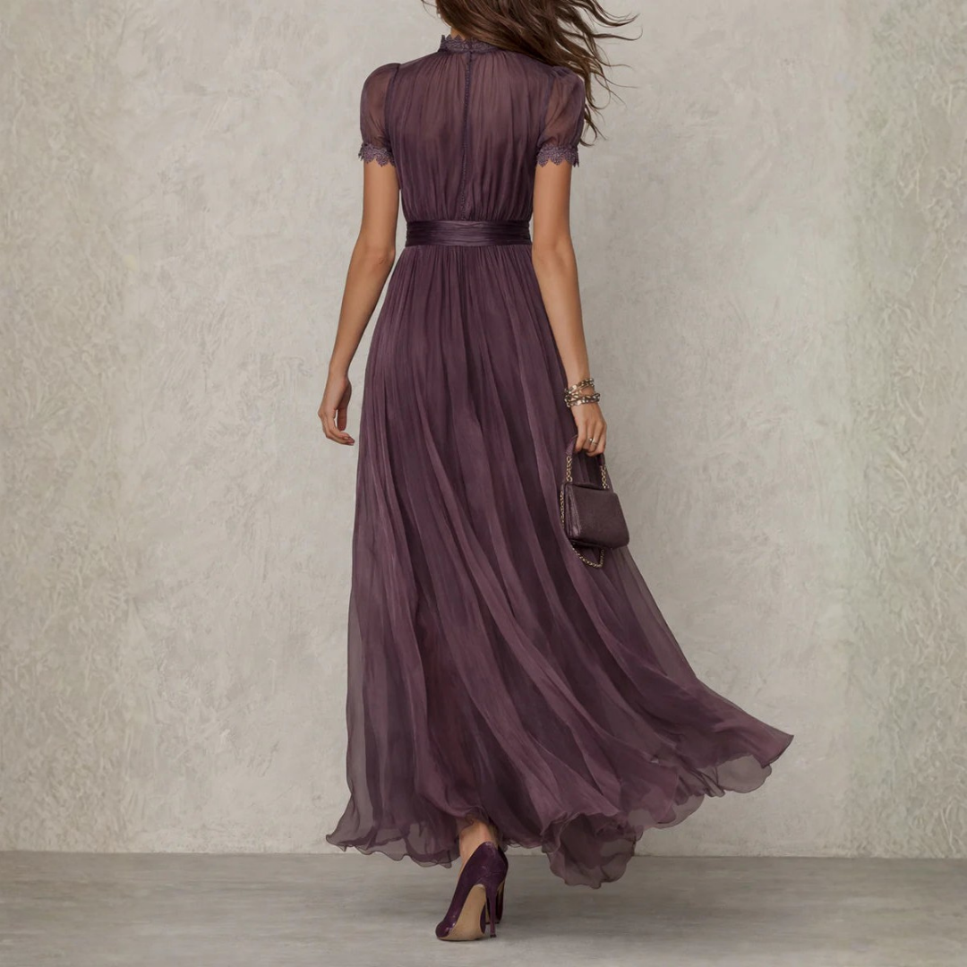 Vivienne | Robe Maxi en Chiffon avec Dentelle