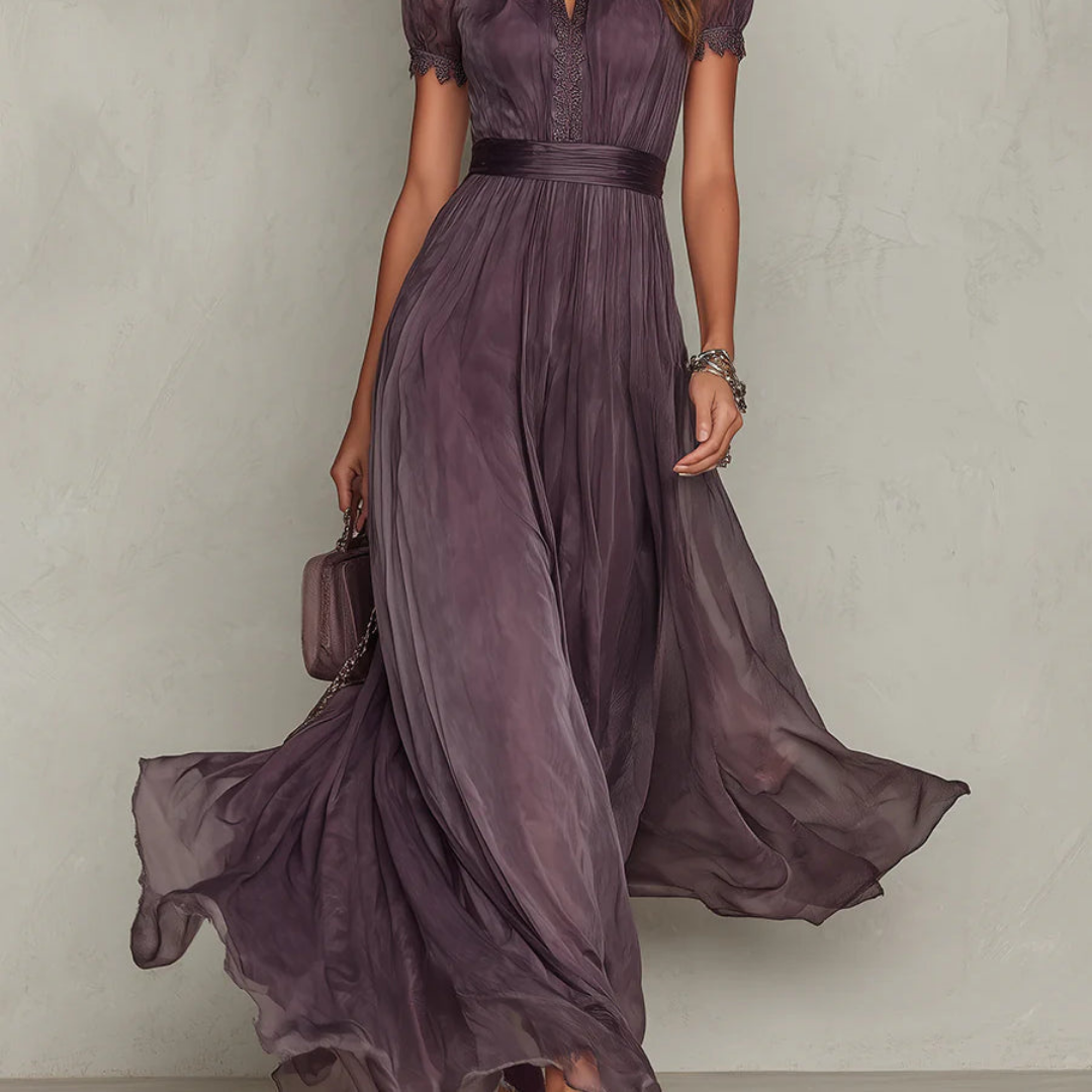 Vivienne | Robe Maxi en Chiffon avec Dentelle