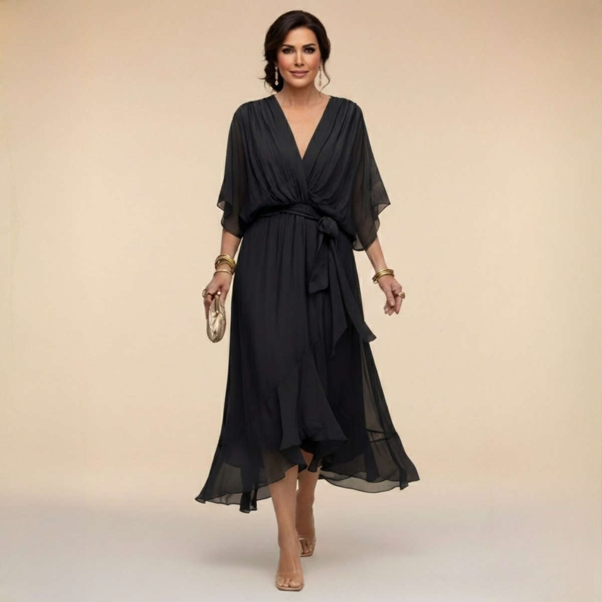 Lefèvre | Robe en chiffon à décolleté V