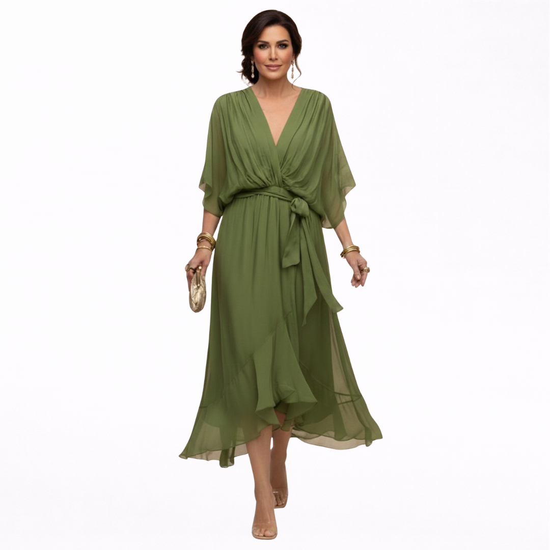 Monica | Robe en chiffon avec décolleté en V