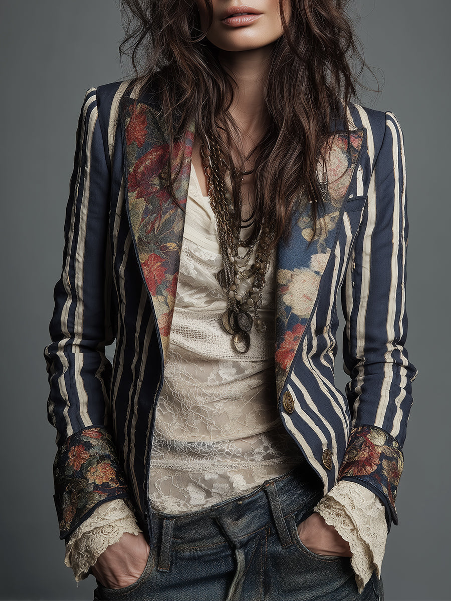 Le Juniper™  | Blazer Rayé Bohémien