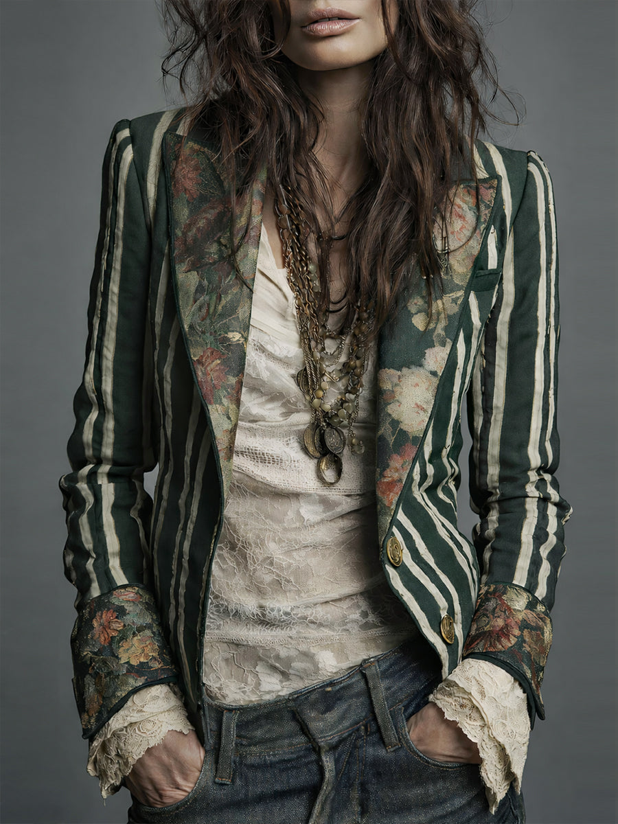 Le Juniper™  | Blazer Rayé Bohémien