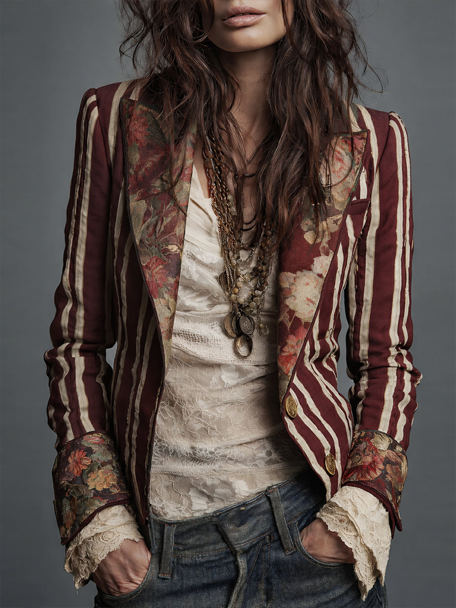 Le Juniper™  | Blazer Rayé Bohémien