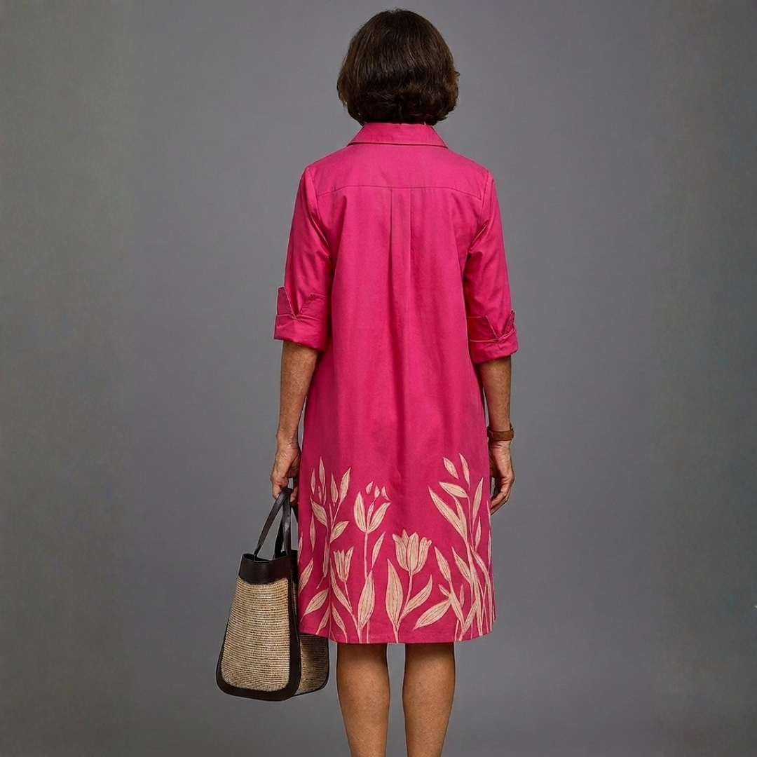 Poppy | Robe midi à imprimé bord tulipe