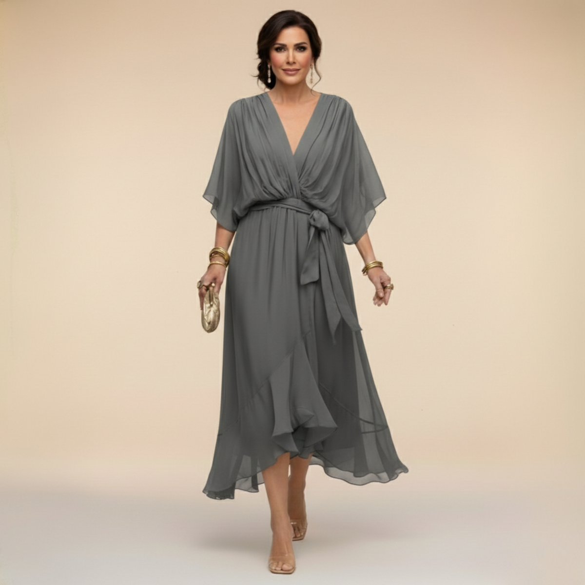 Lefèvre | Robe en chiffon à décolleté V