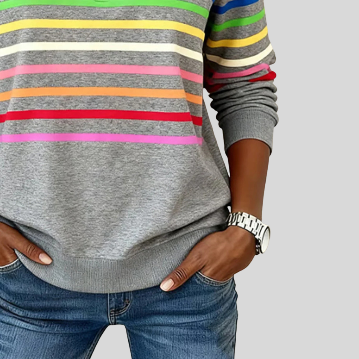Prismeta™ | Sweat à Col Zippé à Rayures Multicolores