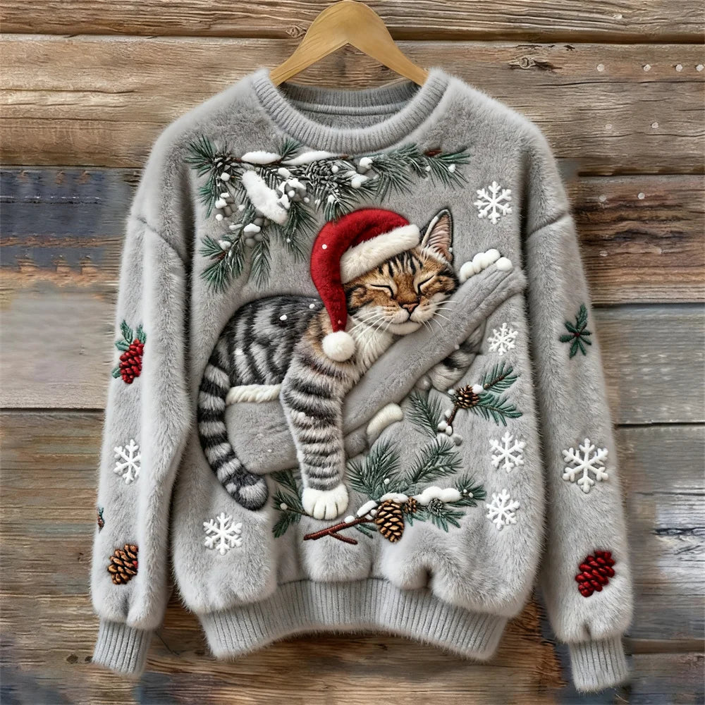 Flocon | Pull en Peluche de Chat de Fête