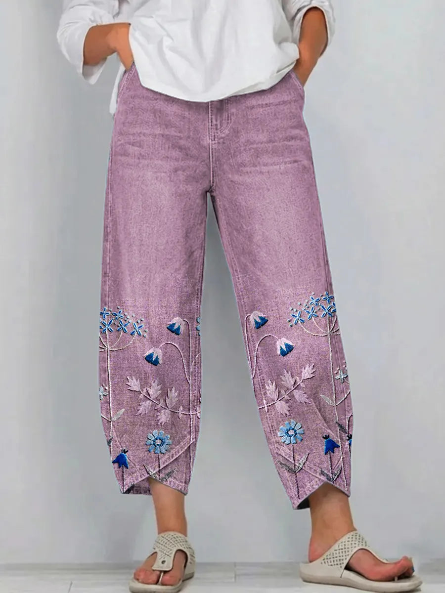 Aven | Pantalons Brodés Chic Décontracté