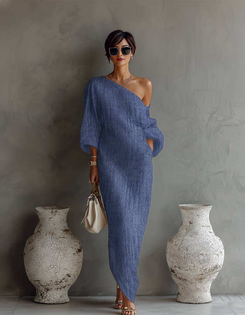 Robe en Lin Écru Sans Épaules