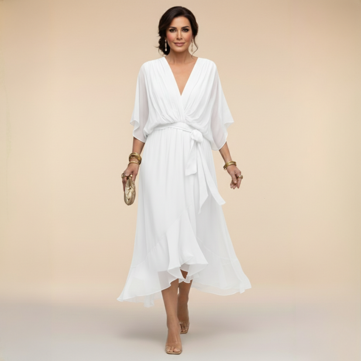 Lefèvre | Robe en chiffon à décolleté V
