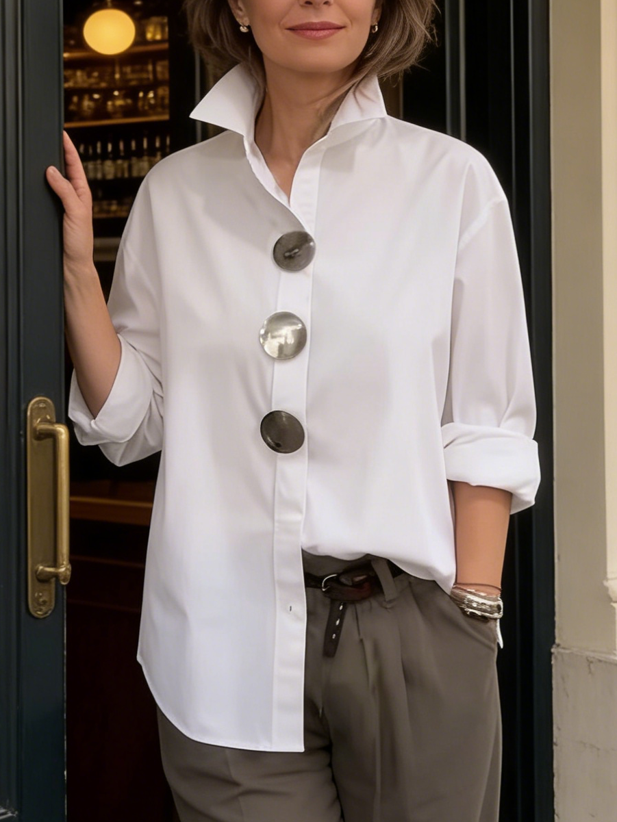 Rosaline | Blouse à Col Montant avec Boutons Déclaration
