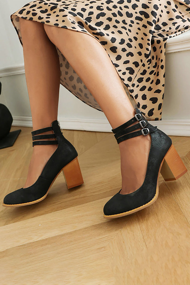 Elisa | Sandales lisses à talon épais
