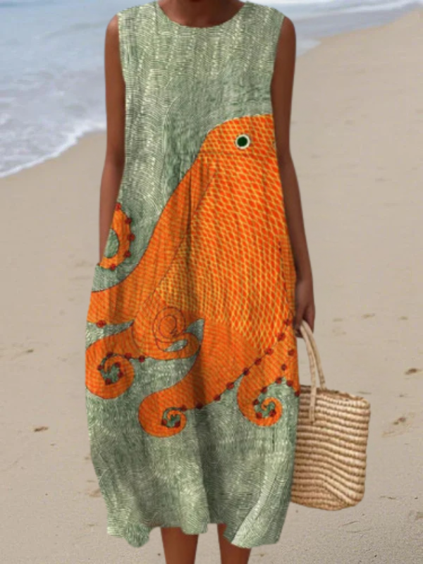 Tess | Robe Midi Océanique