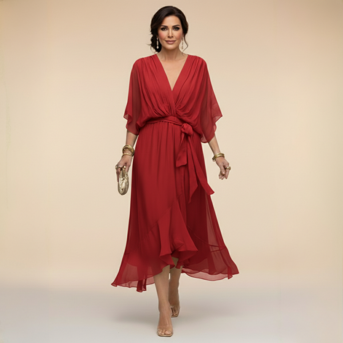 Lefèvre | Robe en chiffon à décolleté V