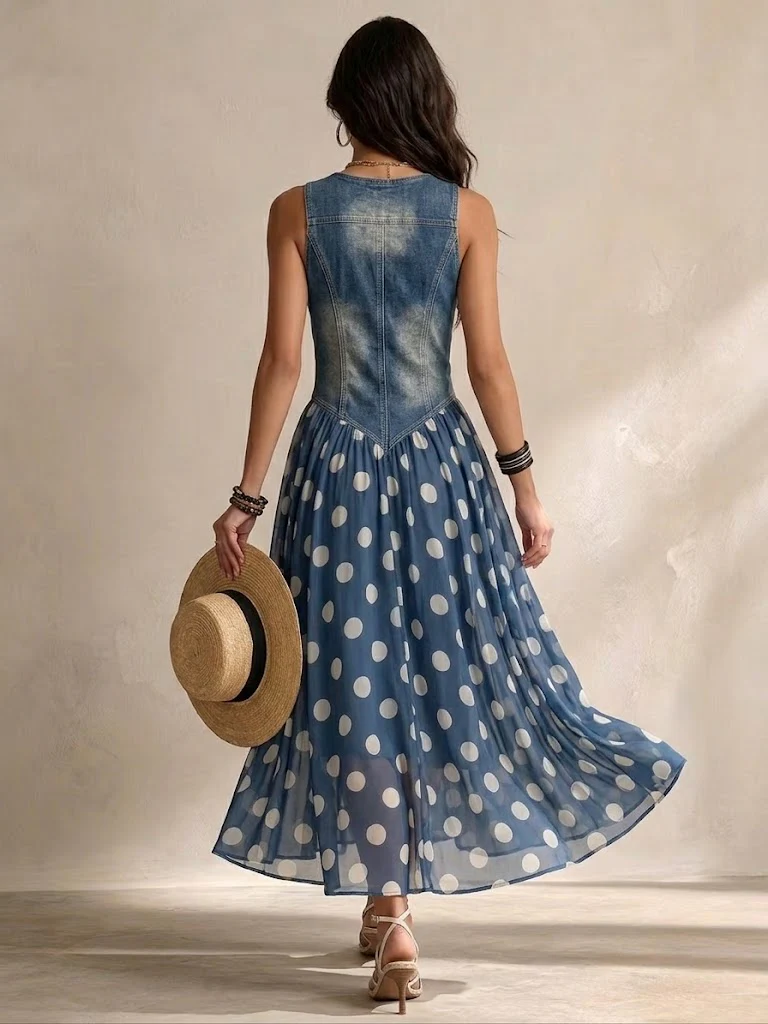 Bianca | Robe Midi en Chiffon à Pois