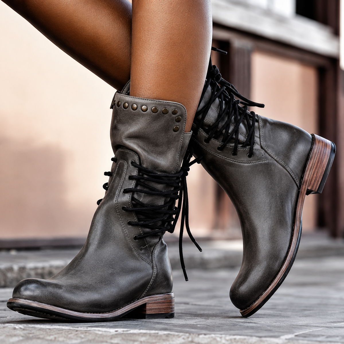 Nova | Bottines de motard à lacets croisés avec doublure en polaire