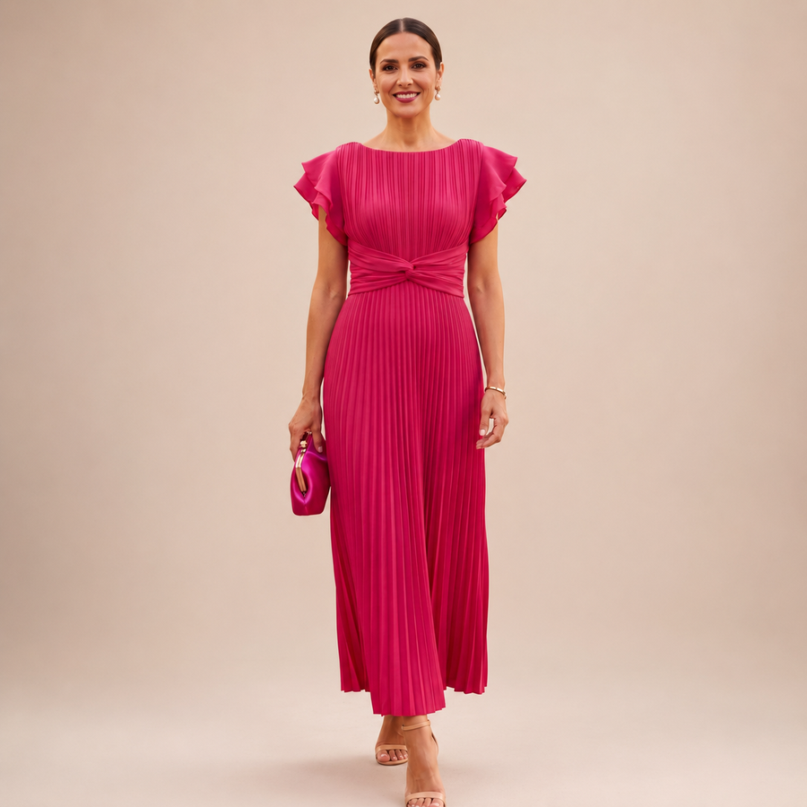 SERAPHINA | Robe Maxi Plissée Élégante avec Taille Twist