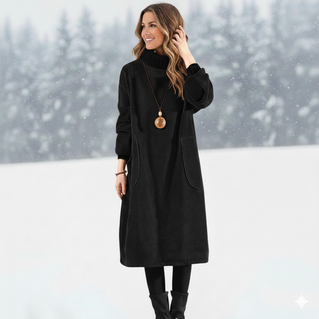Céliane | Robe Midi Col Roulé Confortable