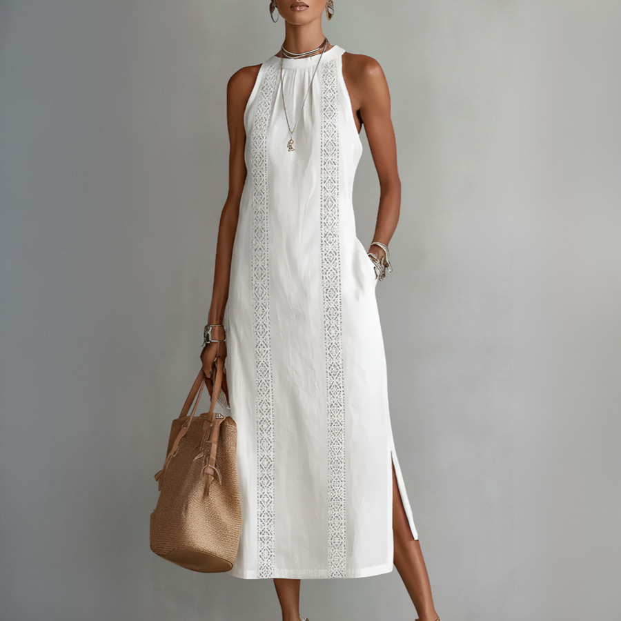 JIMENA | Robe Midi avec Col Mandarin