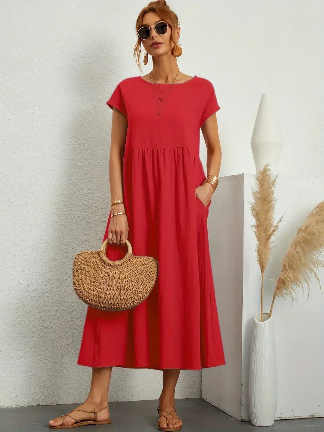 Gabrielle™ — Robe Midi Fluide avec Élégance Intemporelle