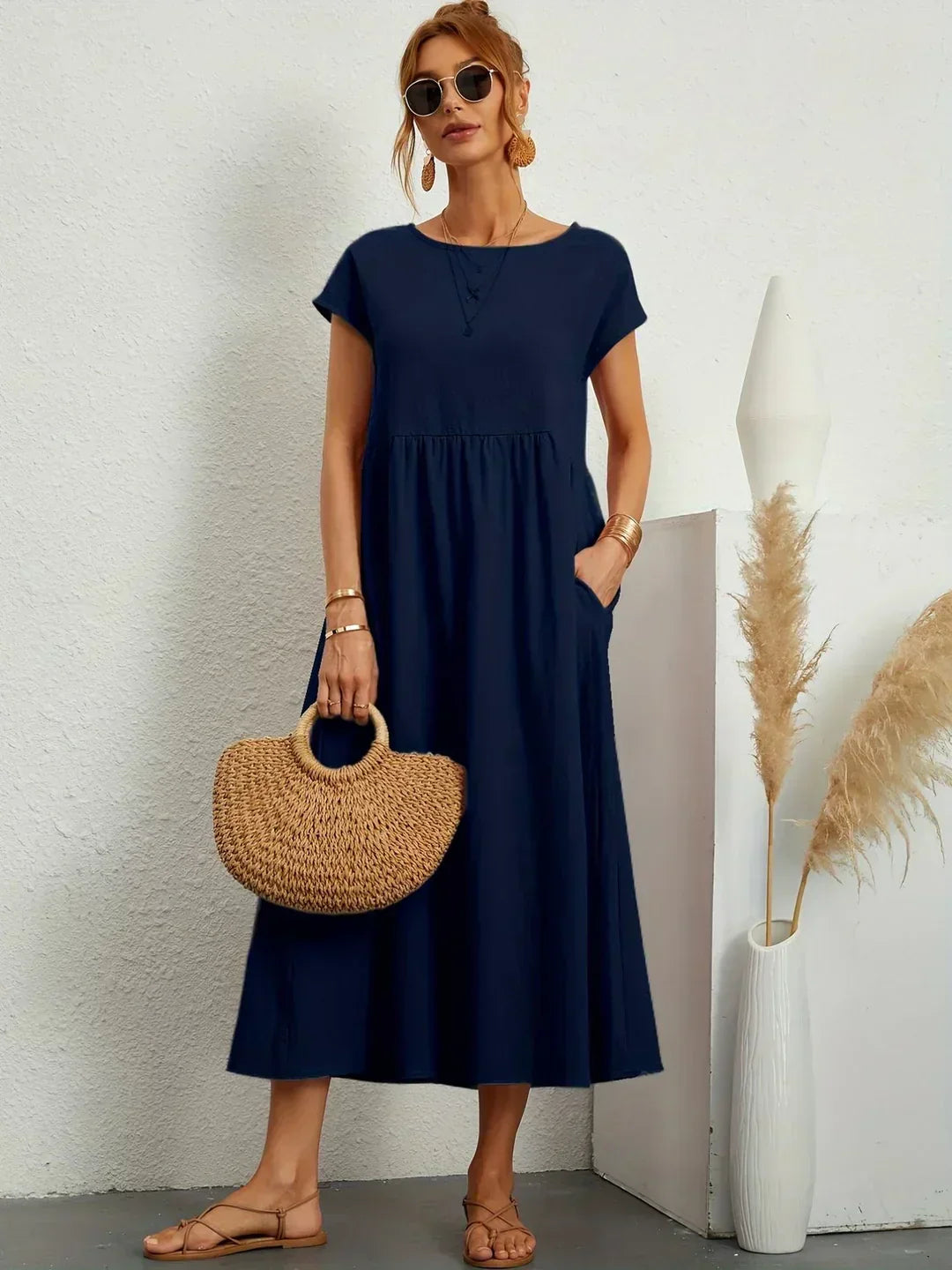Gabrielle™ — Robe Midi Fluide avec Élégance Intemporelle