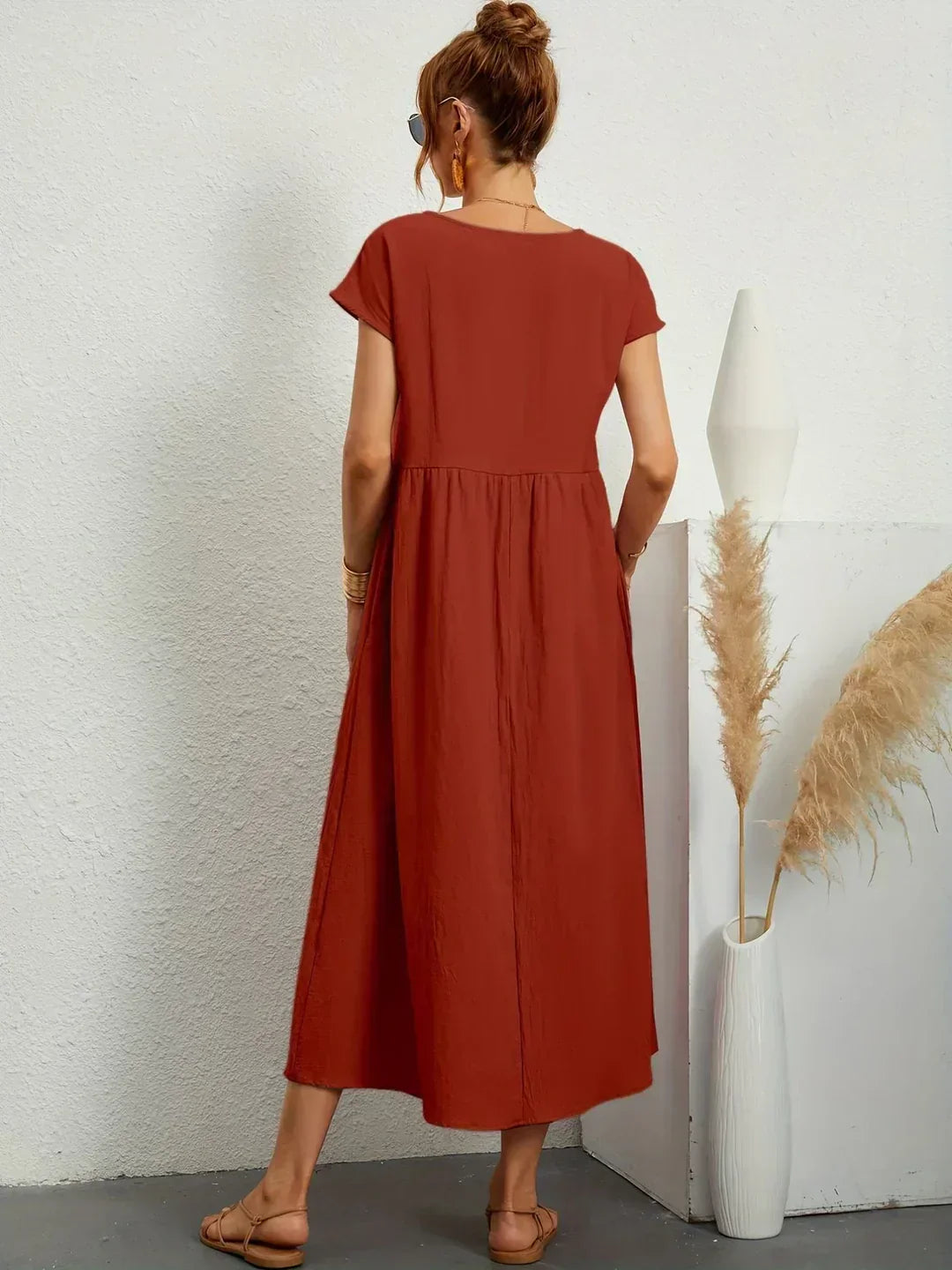 Gabrielle™ — Robe Midi Fluide avec Élégance Intemporelle