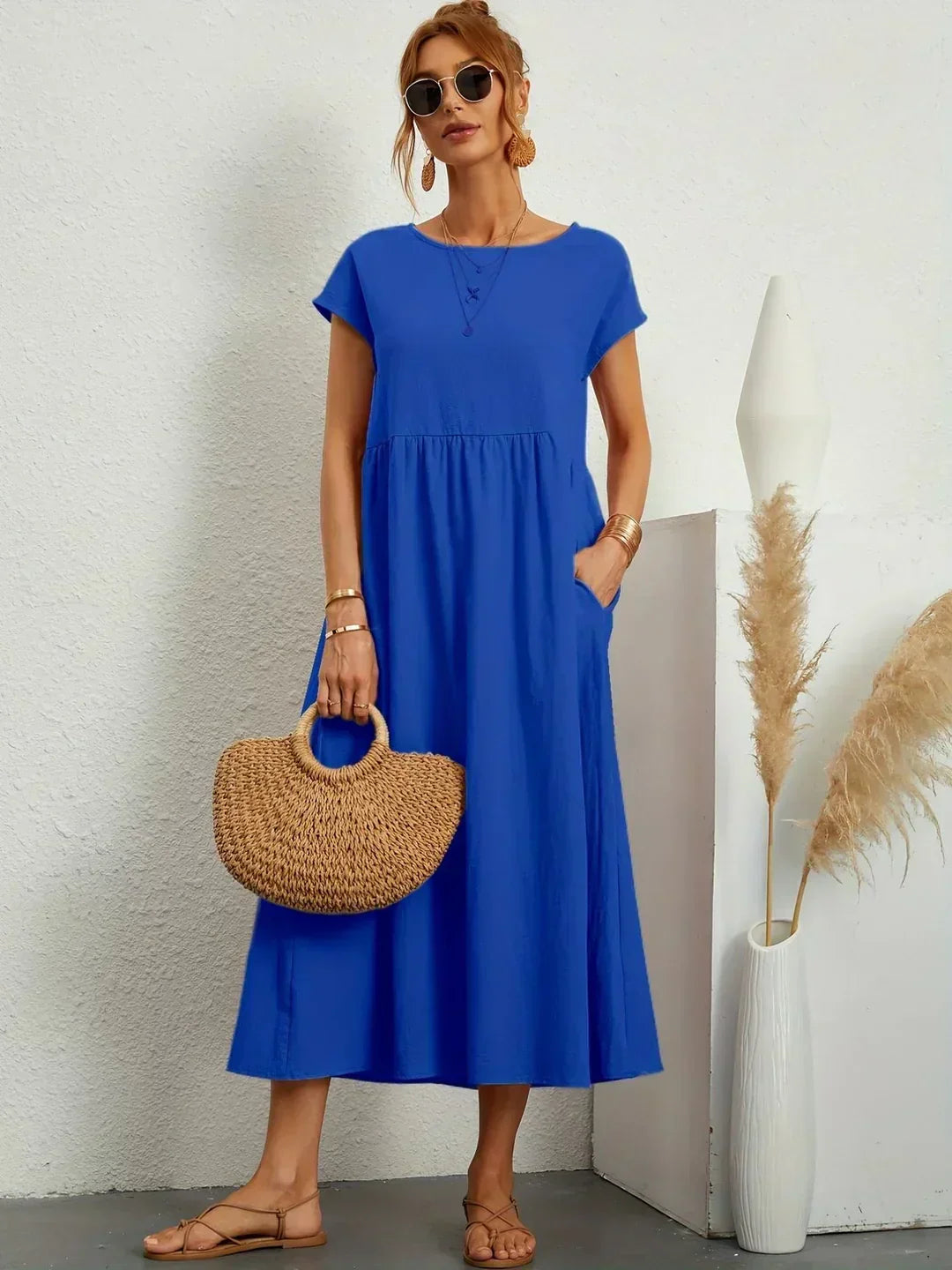 Gabrielle™ — Robe Midi Fluide avec Élégance Intemporelle