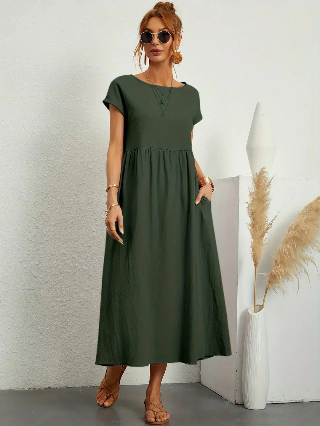 Gabrielle™ — Robe Midi Fluide avec Élégance Intemporelle