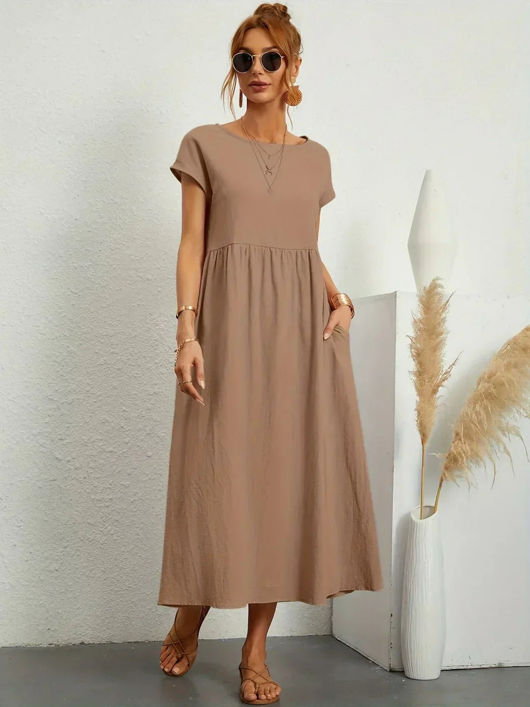 Gabrielle™ — Robe Midi Fluide avec Élégance Intemporelle