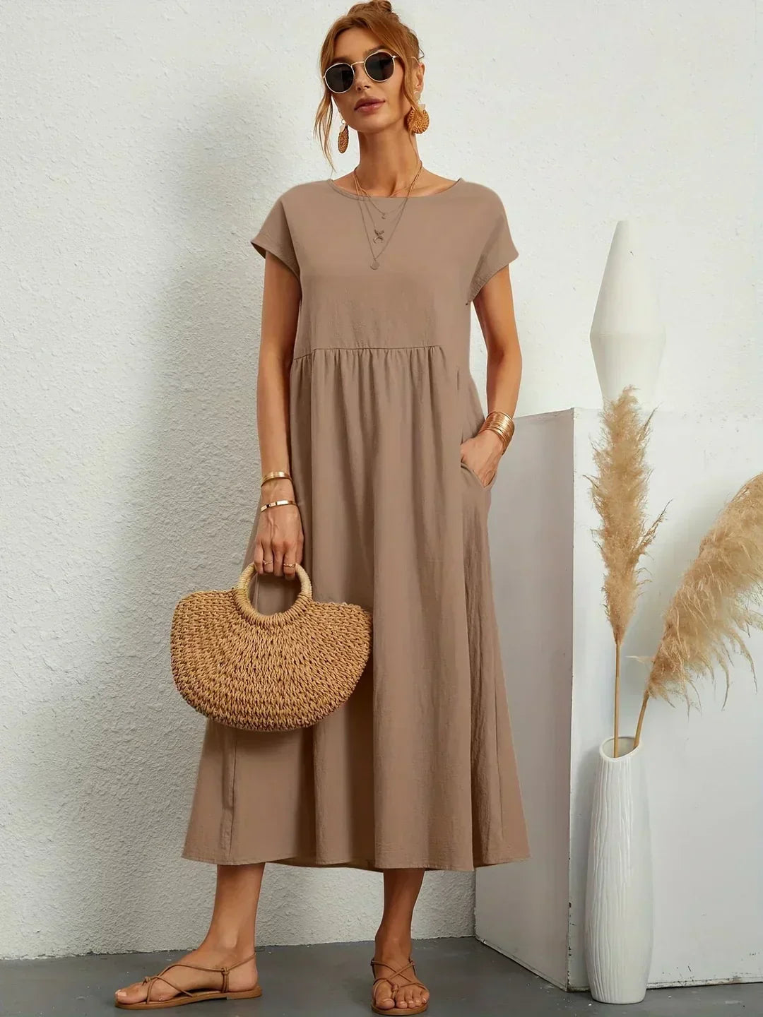 Gabrielle™ — Robe Midi Fluide avec Élégance Intemporelle