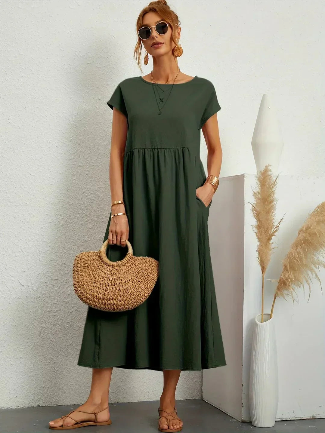 Gabrielle™ — Robe Midi Fluide avec Élégance Intemporelle