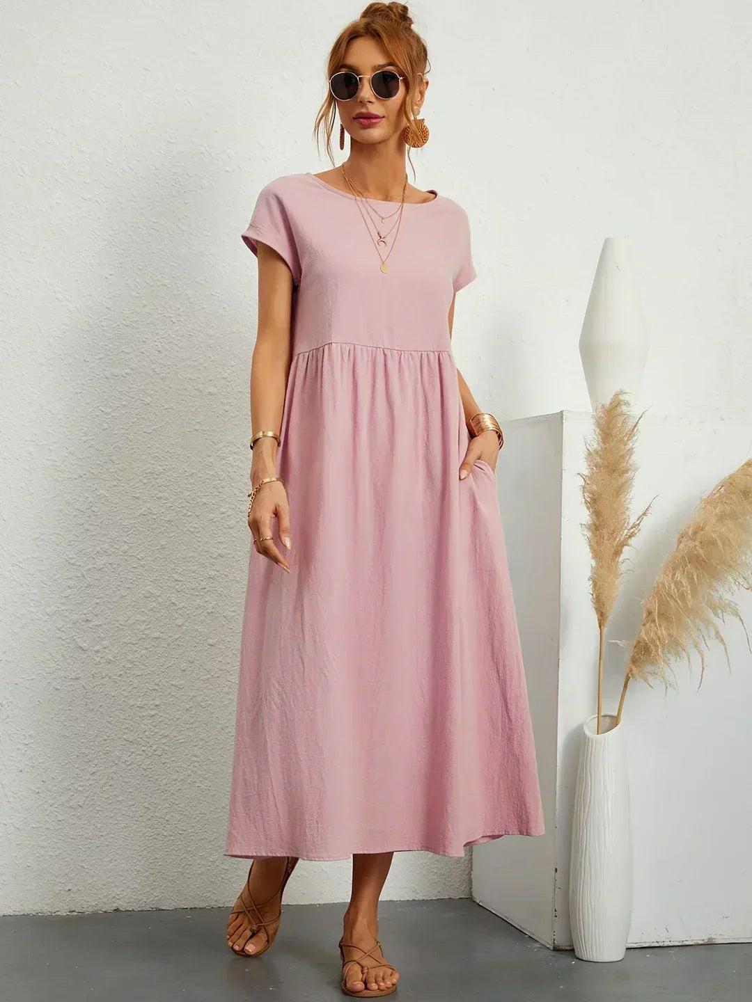 Gabrielle™ — Robe Midi Fluide avec Élégance Intemporelle