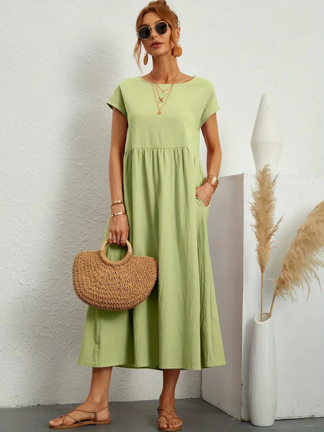 Gabrielle™ — Robe Midi Fluide avec Élégance Intemporelle